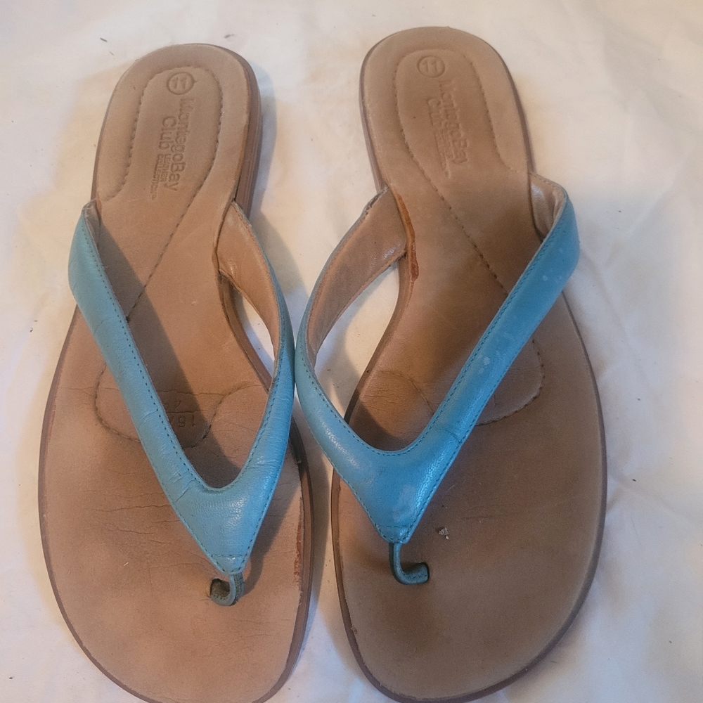 Montego Bay Club Leather Flip Flops Sandals Size 11